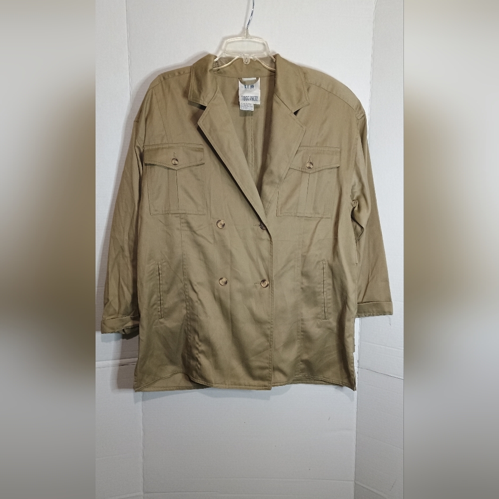 Vintage Together Tan Double-Breasted Women's Jacket Size XL (Read)